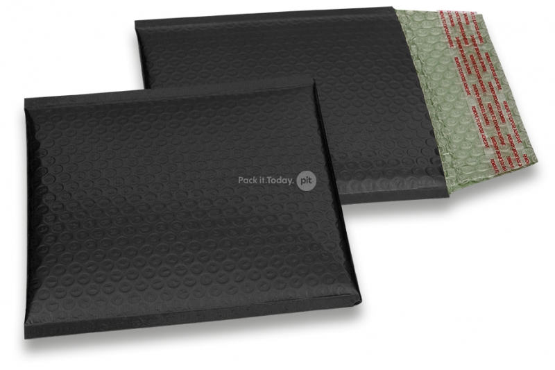 Luchtkussen enveloppen ECO mat metallic - zwart 165 x 165 mm