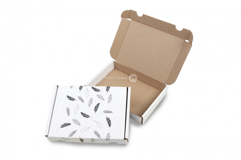 Brievenbusdozen met print - veertjes zwart