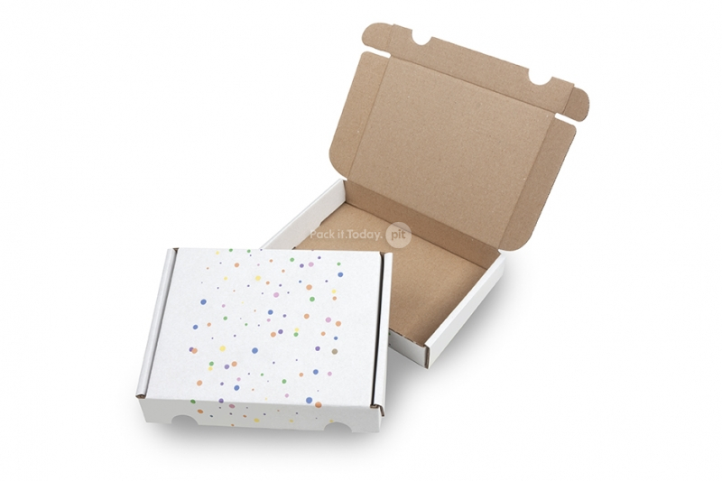 Brievenbusdozen met print - stippen gekleurd