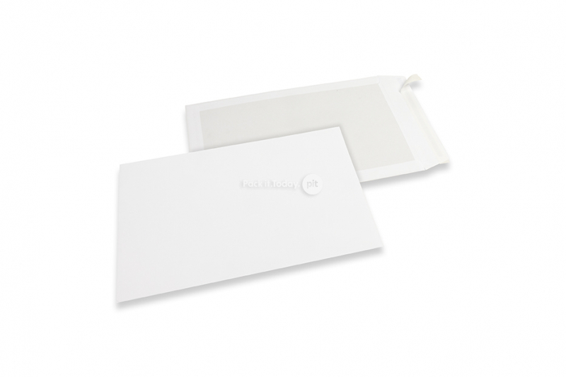 Bordrug enveloppen - 262 x 371 mm, 120 gr wit kraft voorzijde, 450 gr wit duplex achterzijde, stripsluiting
