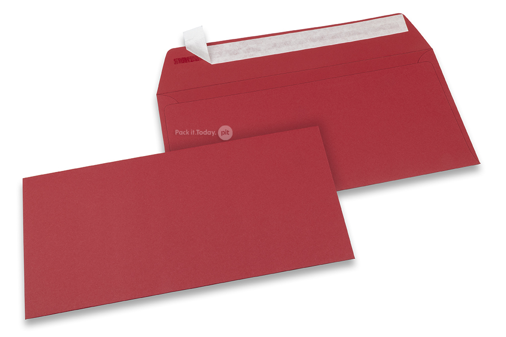 110 x 220 mm - Donkerrood gekleurde papieren enveloppen 