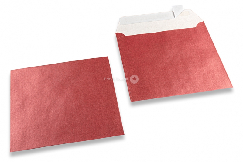 Rood gekleurde enveloppen parelmoer - 155 x 155 mm