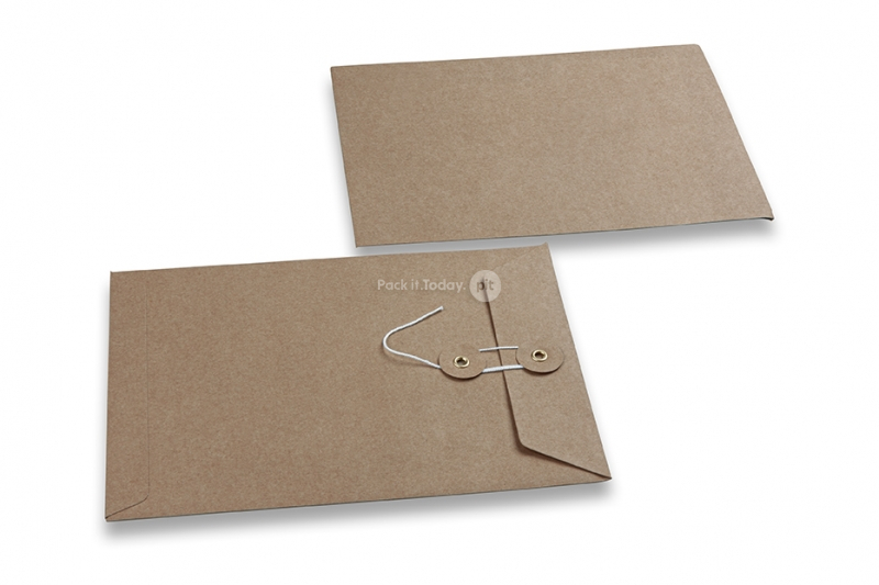 Enveloppen met Japanse sluiting - 162 x 229 mm, bruin kraft