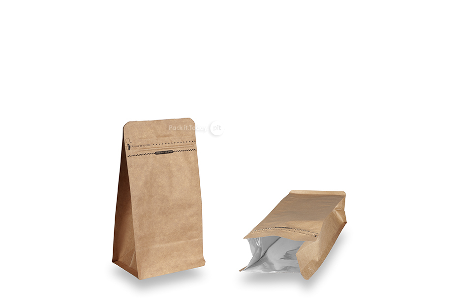 Stazakken met vlakke bodem - bruin, 500 ml / 250 gram gemalen koffie