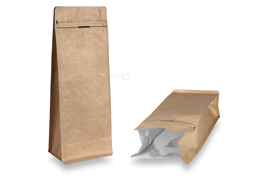 Stazakken met vlakke bodem - bruin, 2000 ml / 1000 gram gemalen koffie