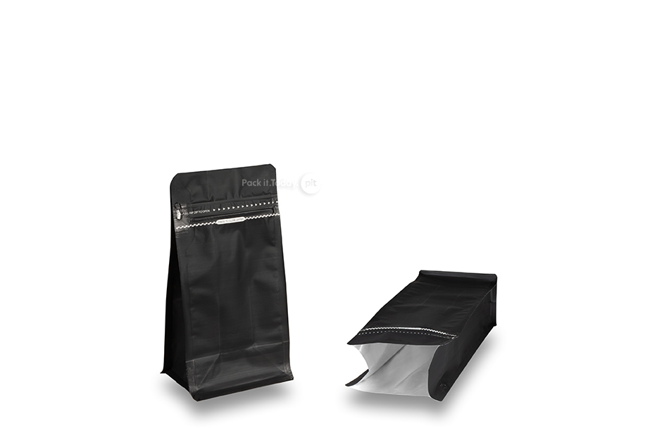Stazakken met vlakke bodem - zwart, 500 ml / 250 gram gemalen koffie