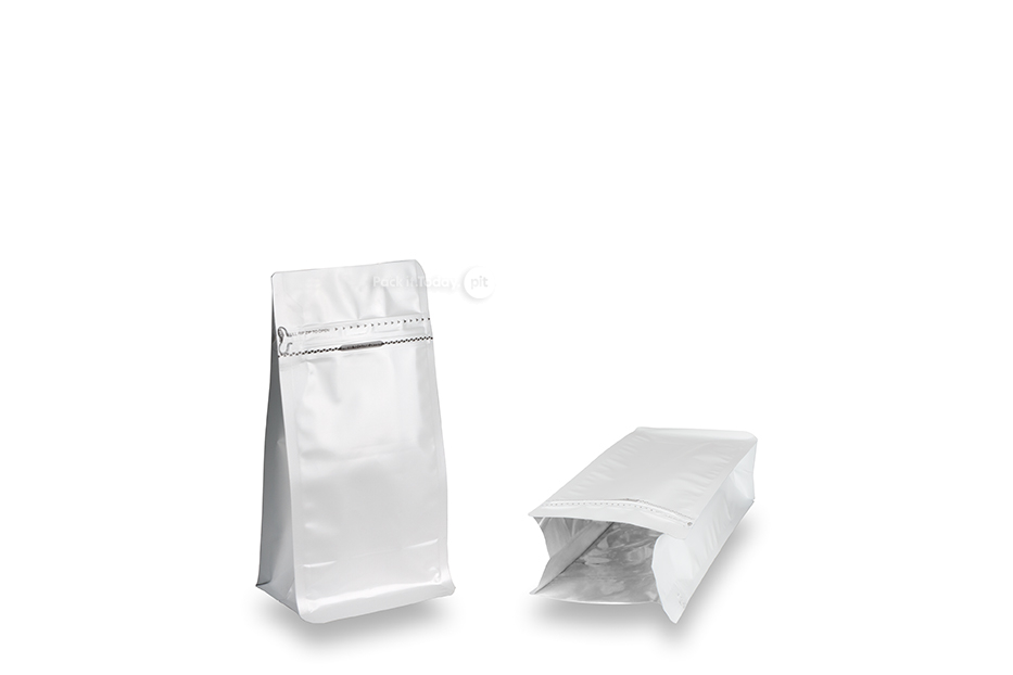 Stazakken met vlakke bodem - wit, 500 ml / 250 gram gemalen koffie