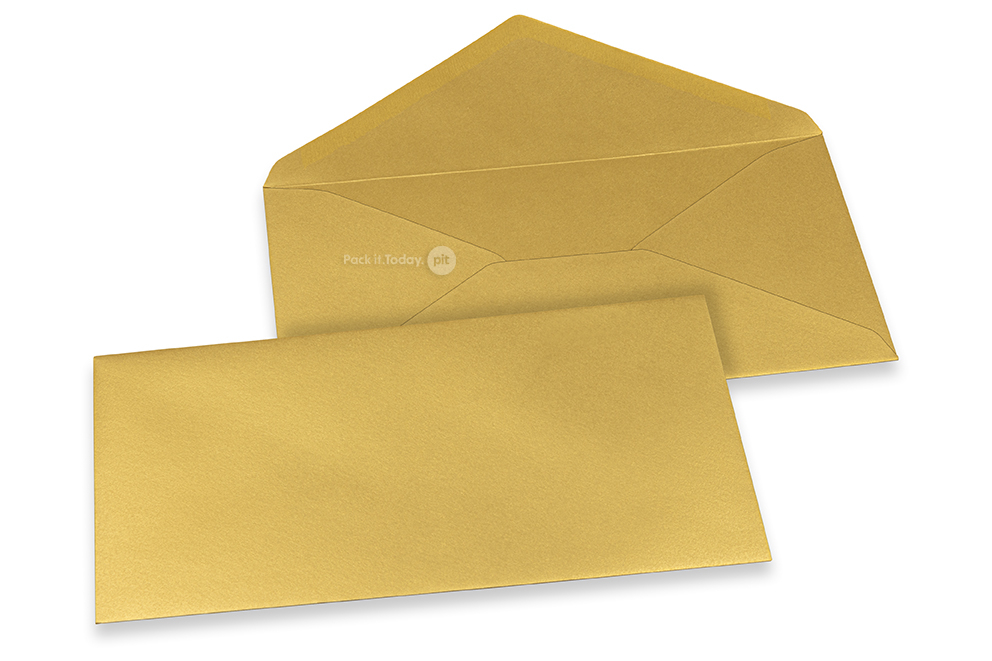 Wenskaart enveloppen gekleurd - goud metallic, 110 x 220 mm