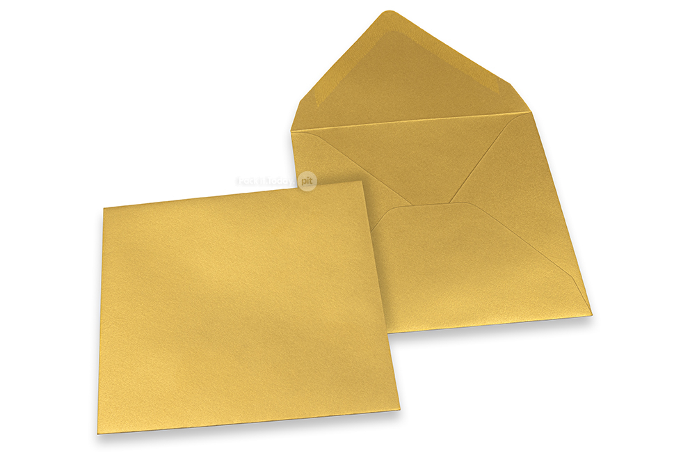 Wenskaart enveloppen gekleurd - goud metallic, 155 x 155 mm