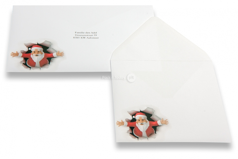 Kerstkaart enveloppen - 3d kerstman