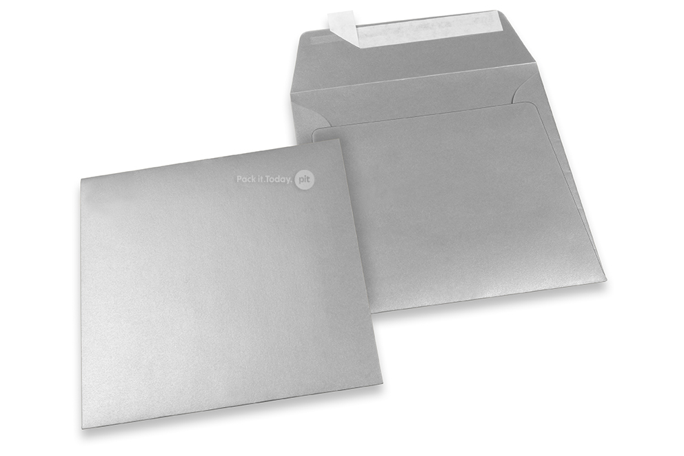 160 x 160 mm -  Zilver metallic gekleurde papieren enveloppen