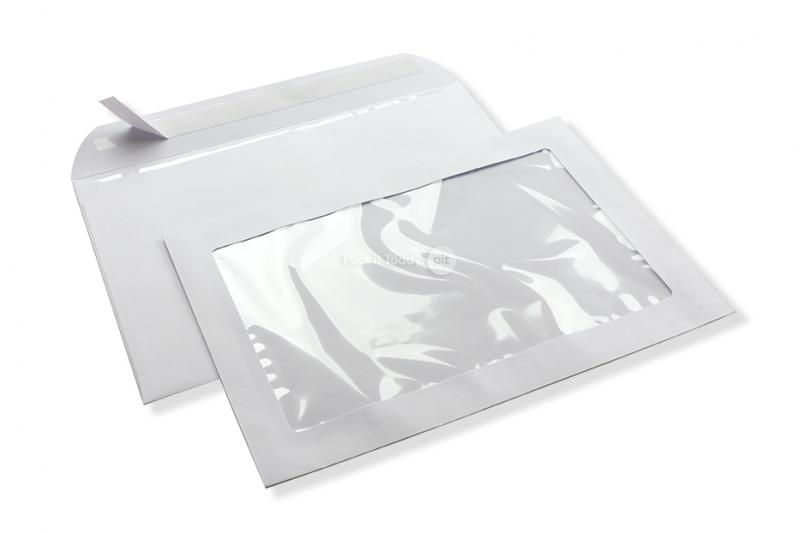 Panorama venster envelop, 229 x 324 mm (A4), 160 gr, stripsluiting,  (vensterformaat 170 x 270 mm, positie: 27 mm van links, 30 mm van onder)
