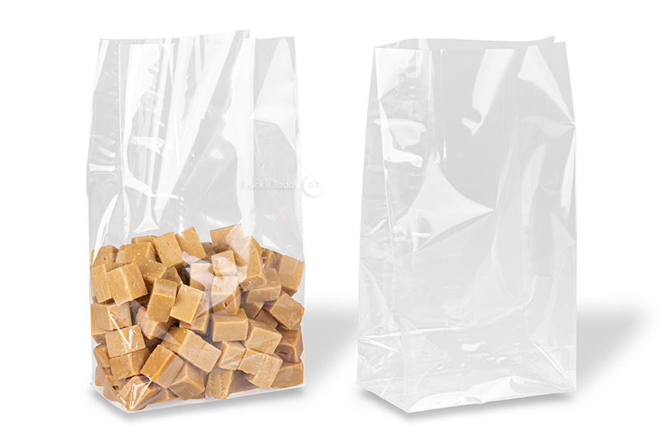Blokbodemzakjes transparant - 140 x 260 x 80 mm, 2000 ml