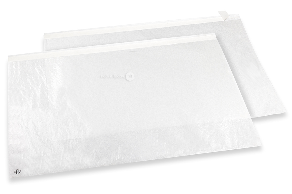 Pergamijn zakken wit met plakstrip - 550 x 500 mm, met de opening aan de lange zijde
