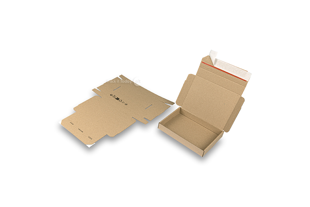 Brievenbusdozen met bovenklep en stripsluiting - 160 x 120 x 25 mm (A6), bruin
