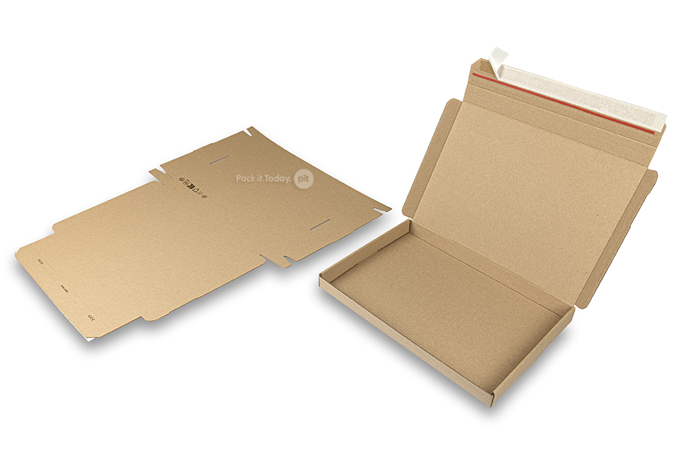 Brievenbusdozen met bovenklep en stripsluiting - 310 x 220 x 25 mm (A4), bruin