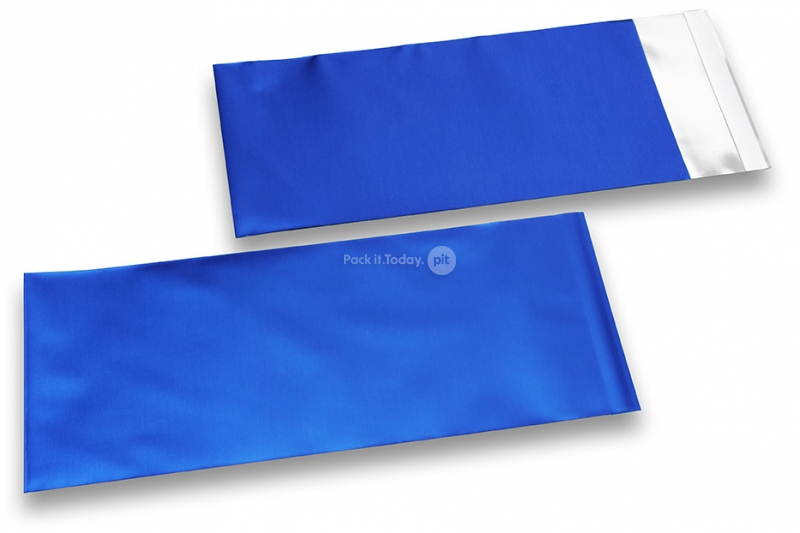 Donkerblauw gekleurde mat metallic folie enveloppen - 110 x 220 mm