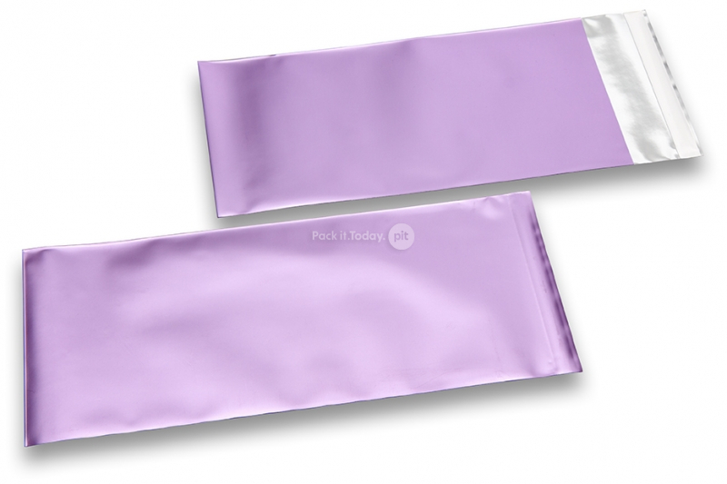 Lila gekleurde mat metallic folie enveloppen - 110 x 220 mm