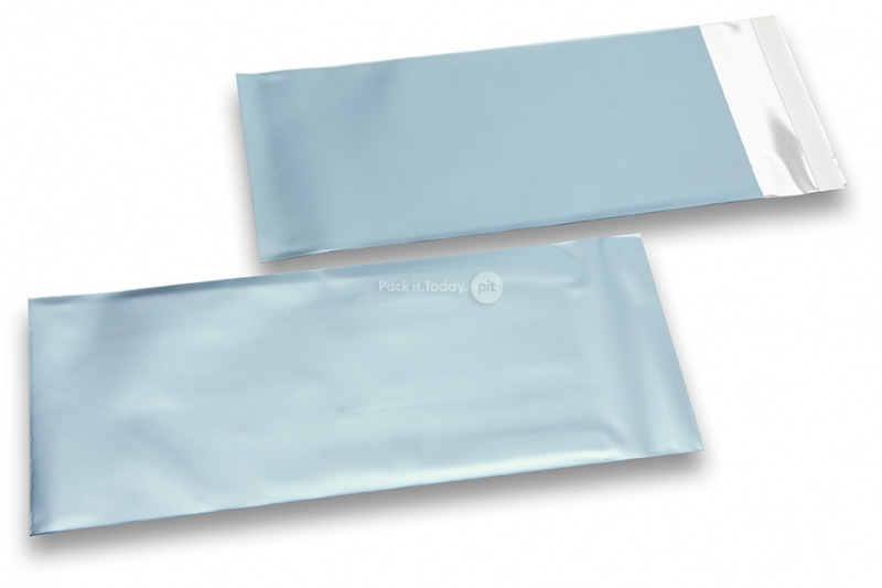 IJsblauw gekleurde mat metallic folie enveloppen - 110 x 220 mm