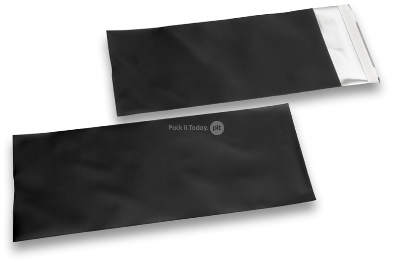 Zwart gekleurde mat metallic folie enveloppen - 110 x 220 mm